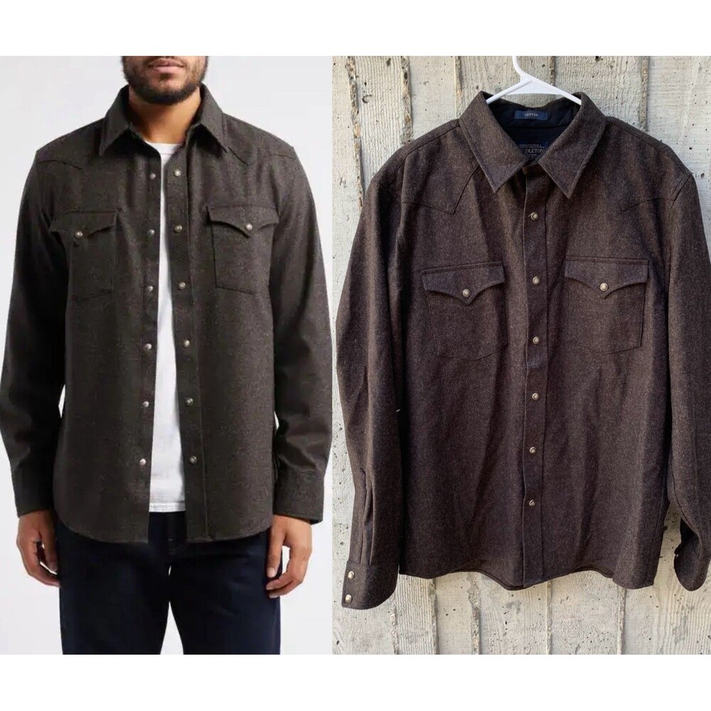 Pendleton Men's Snap Front Western Canyon Shirt 100% Virgin Wool Brown Sz Large
